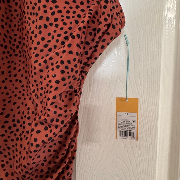 NWT Kona Sol Women's Spotted Print One Piece Swimsuit Brown Size 14 - Picture 6 of 7